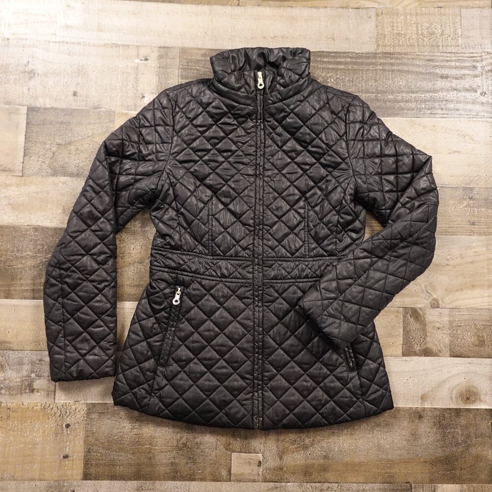 Kate Spade Quilted Jacket Women’s XS Black Lightweight Zip Coat Classic